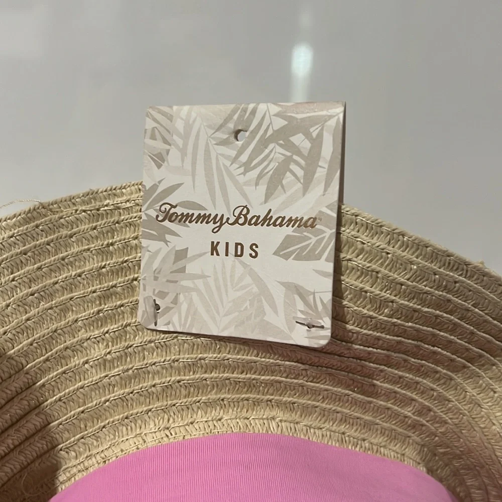 NEW Tommy Bahama Girl’s Woven Sun Hat with Bow Embellishment - Kids Sun Hat